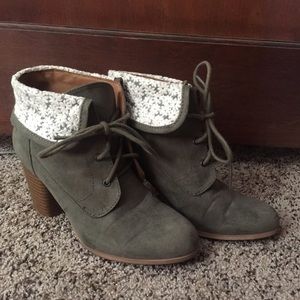 Olive Wedge Booties